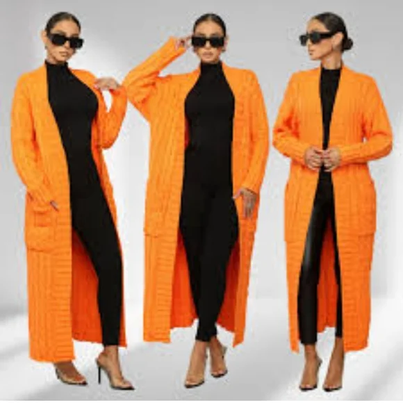 Orange Chunky long sweater - Picture 2 of 4